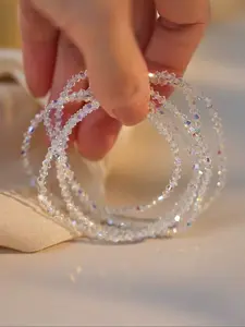 Elegant Women's Glass Bead Bracelet Set, Beaded Bracelet, Stackable Bracelets, 4-Piece Sparkling Colorful Design, Perfect Gift Idea, Stylish Jewelry Accessory