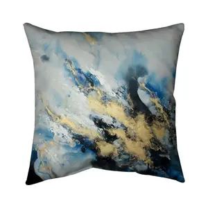 212 MAIN 26x26 in. Blue Marble Print Double-Sided Indoor Cushioned Pillow Inserts - Home Decorative Square Seat Cushion