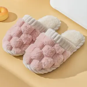 Womens Mens Slippers Comfy House Slippers Fuzzy Memory Foam Slippers Warm Cotton Soft Lightweight House Indoor Shoes with Non-slip Sole and Waffle Weave Design Footwear Flipflop Slide