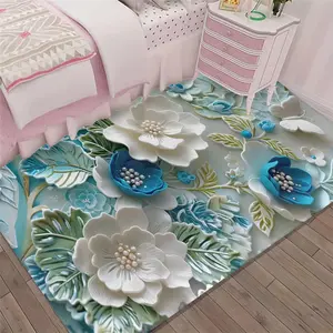 Non Slip Crystal Velvet Bath Mat Luxury Digital Print Multiple Designs Color Textures Ideal for Living Room Bedroom Home Decor Gaming Polyester Rectangle Rug Over 70.87 Inches 2.16 Square Meters