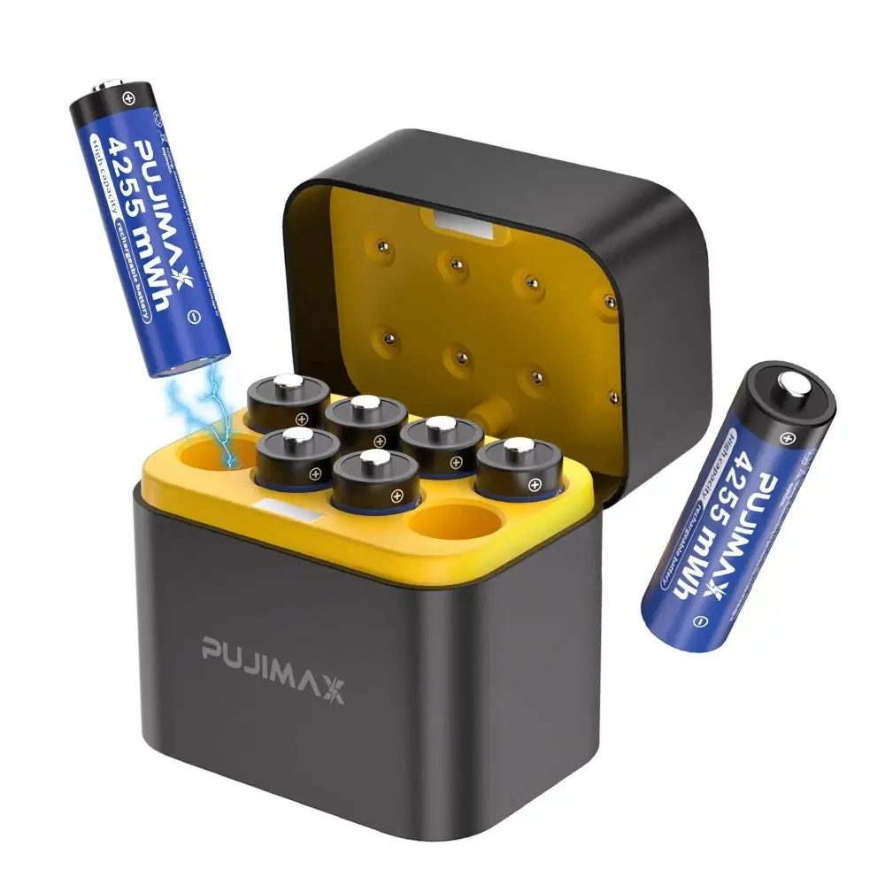8 PCS 1.5V AA 4255mWh Capacity Rechargeable Lithium Batteries + Fast Charger Box 8 PCS 1.5V AA 4255mWh Capacity Rechargeable Lithium Batteries + Fast Charger Box