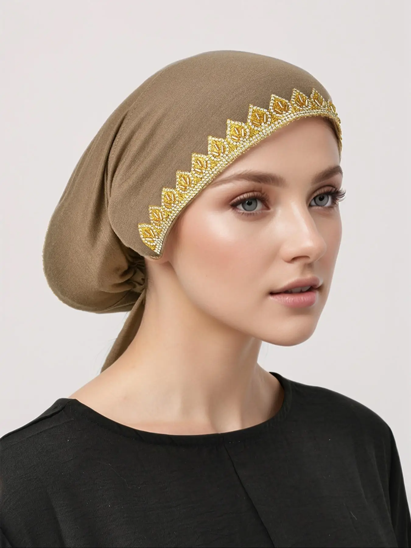 Women's Rhinestone Decorated Headscarf, Casual Versatile Hijab for Daily Wear, Fashionable Muslim Clothing for Women