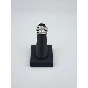 Brand New Sterling Silver 925 Square gemstone Crossover Ring