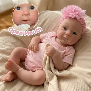 Otarddolls 18 Inch/45cm Open Mouth Cleanable Reborn Girl Doll Bettie Smooth Full Silicone 3D True-to-life Skin Vivid Newborn Doll Lovely Premium Present for Family