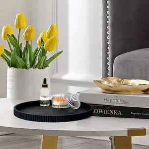 Round Silicone Storage Tray, 1 Count Modern Simple Desktop Storage Tray, Decorative Tray for Home Living Room Coffee Table, Bathroom Counter Organizer