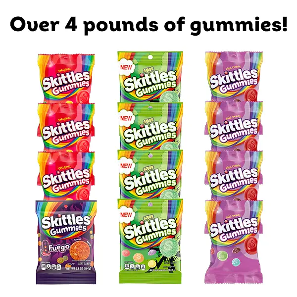 Skittles Gummies Candy Multi-Pack Variety 69.6 oz, 12 Count | 4 Fruity  Flavors With Original, Wild Berry, Sour, and Fuego | Stock Up and Sharing | 4.35 lbs