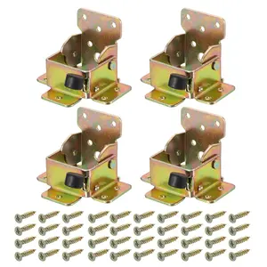 4pcs 90 Degree Self-Locking Hinge Leg, Leg Fittings Angle Braces Folding Brackets for Folding Table, Workbench, Bed Legs Multicolor