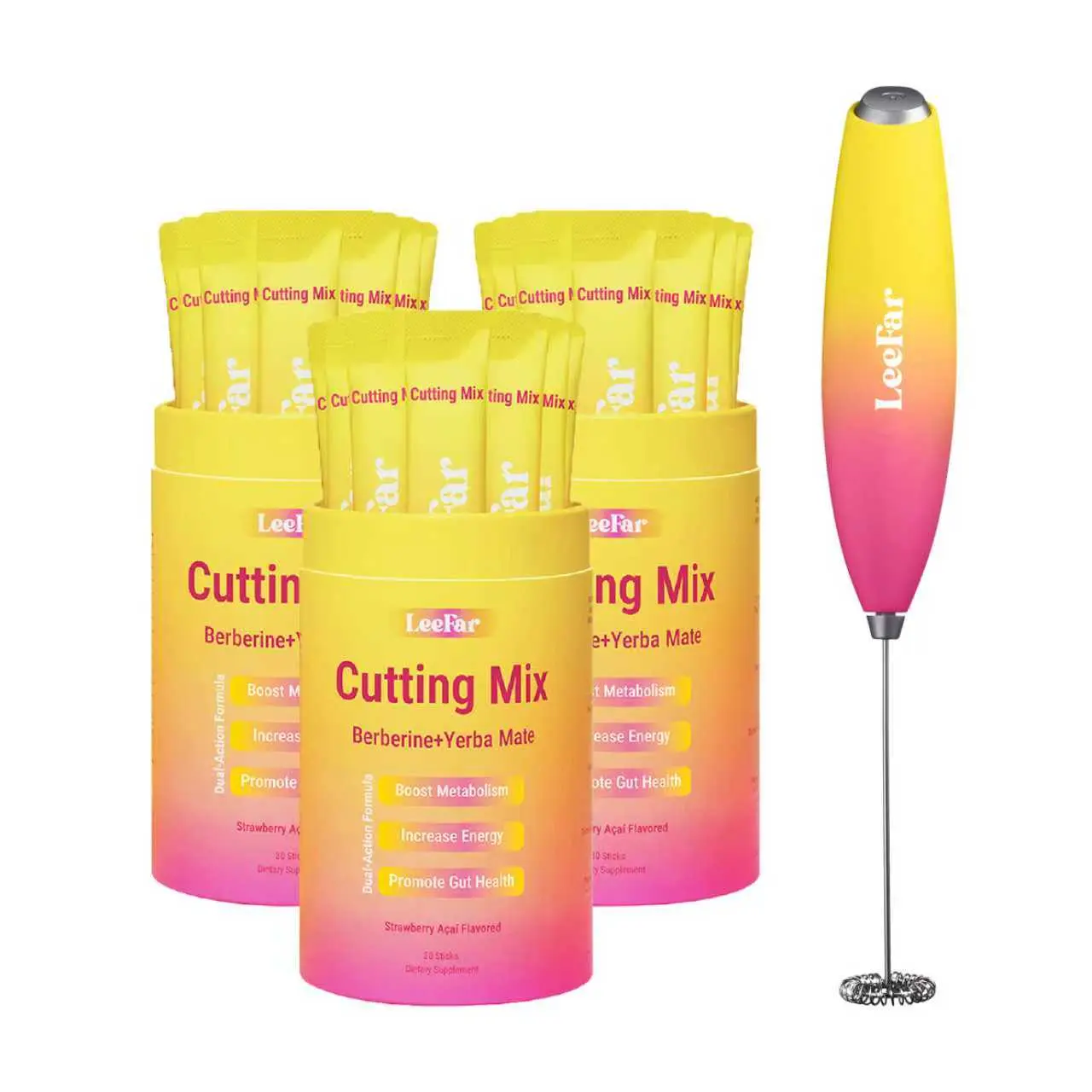 【Buy 3 Get 1 Gift Free】LeeFar Cutting Drink Mix | Strawberry Açaí Flavor | 3 Packs (90 Servings)