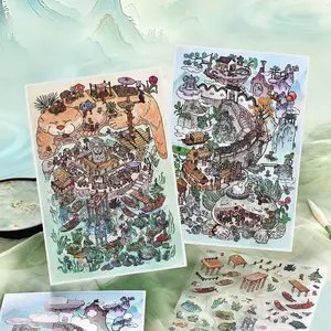 2 Packs My Little House Series Pet + Card 2.5D Large Size Scene Stickers, Scenes Stickers, Decal Sticker, Adhesive Stickers, Adhesive Decals, Sticker Set, Creative Scrapbooking Material, DIY Album Decorations
