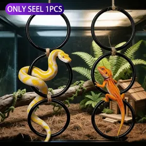 3-Ring Climbing Rings for Reptiles | PVC Hanging Exercise Perch and Playground for Snakes, Lizards, and Parrots, Ideal for Indoor Ecosystem Decoration and Climbing Additions