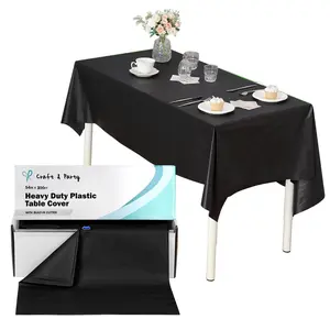 54-Inch Wide Heavy-Duty Plastic Tablecloth Roll with Cutter, 100FT/300FT Length for Parties, Picnics, Banquets, and Floor Protection ﻿ ﻿