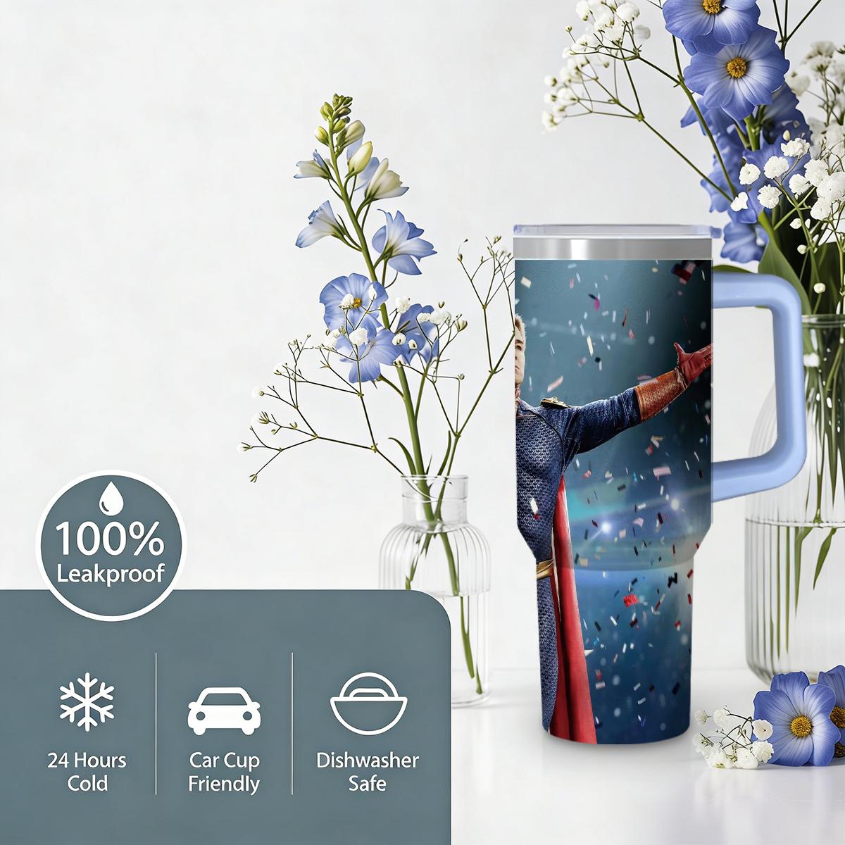 30 oz The Boys "The Seven" Series Insulated Tumbler, Ultimate Anti-Hero Travel Mug with Superhero Graphic, Comfort Handle & Straw, Perfect Gift for Sci-Fi Series Fans, Season 5 Celebration Edition