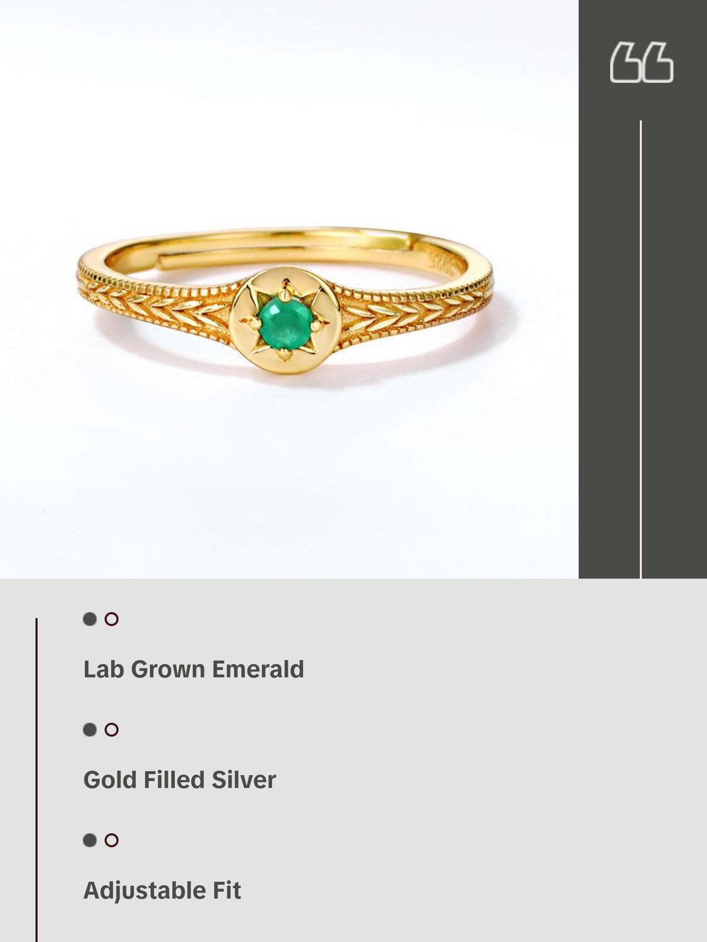 Emerald Sun Stamp Adjustable Ring