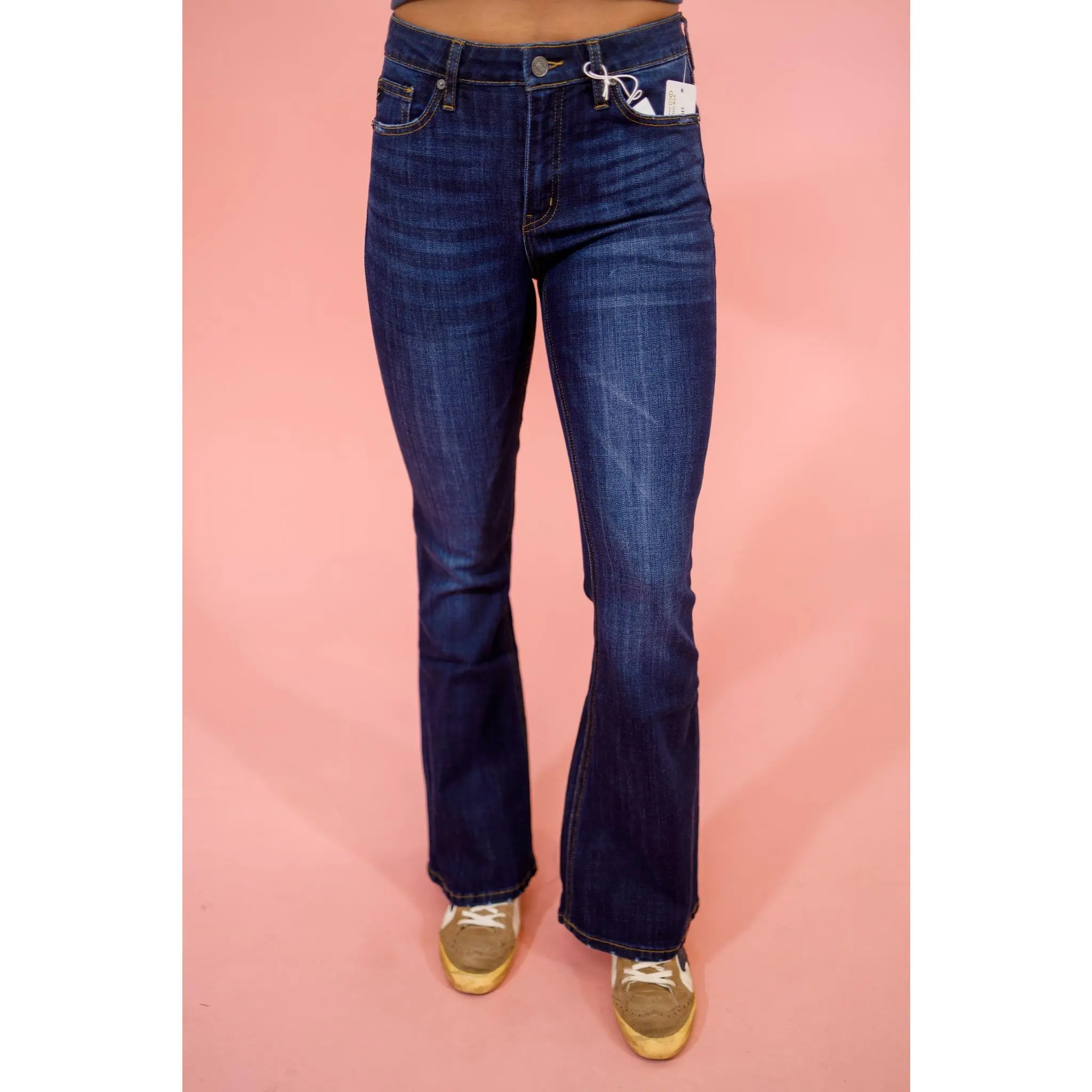 KC Dark Wash PETITE Flares, REG + CURVY