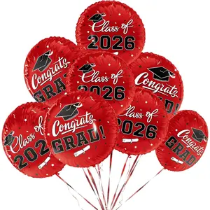 Class of 2026 Graduation Party Supplies & Decorations - 12pcs 18" Congrats Grad Red Balloons Set for Memorable Grad Celebrations