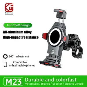 KEWIG M23 Anti-Theft Aluminum Motorcycle Phone Mount, featuring shock absorption and a high-speed safety lock; adjustable handlebar mount suitable for bicycles, scooters, and ATVs; compatible with 4.7–7.2-inch smartphones