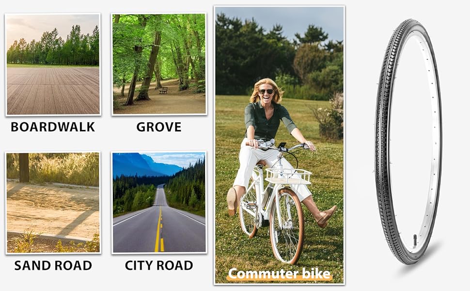 Hycline 26X1 3/8 Bike Tire Set: 2-Pack (37-590) Folding High-Density Bicycle Tires with Schrader Tubes & Tire Levers – Fits Vintage 26×1 3/8 City/Commuter Bikes