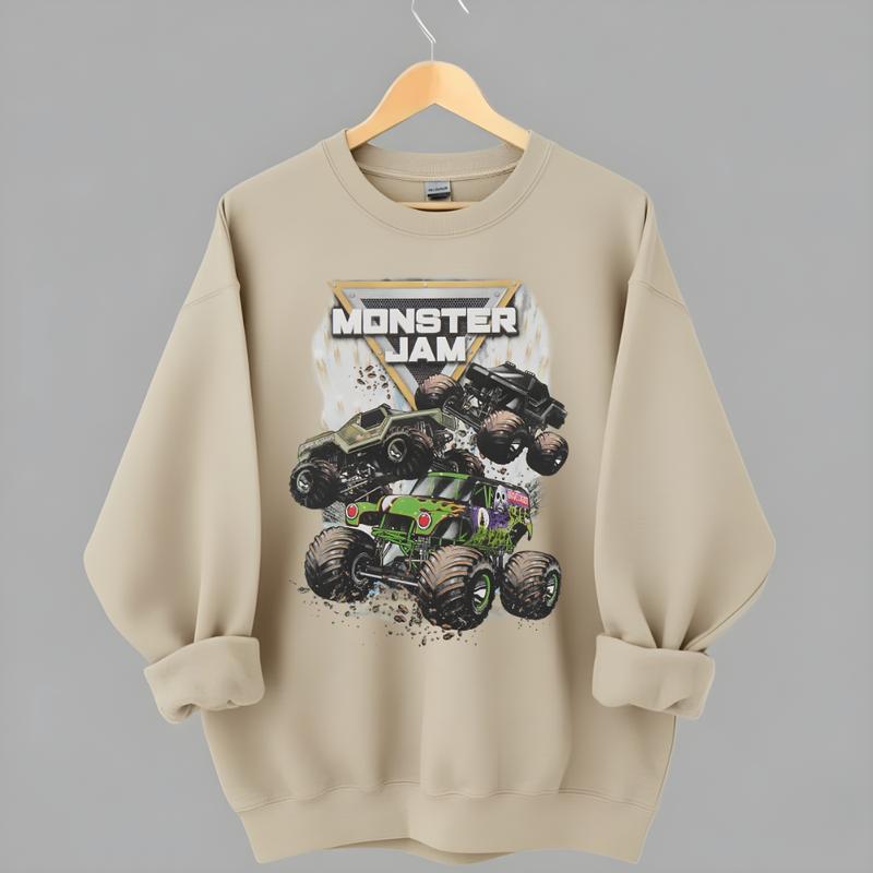 Monster Jam Sweatshirt, Grave Digger Motorsports Merch, Vintage Monster Truck, Retro Off-Road Racing Outfits, High-Octane Thrill-Seeker Lifestyle Wear