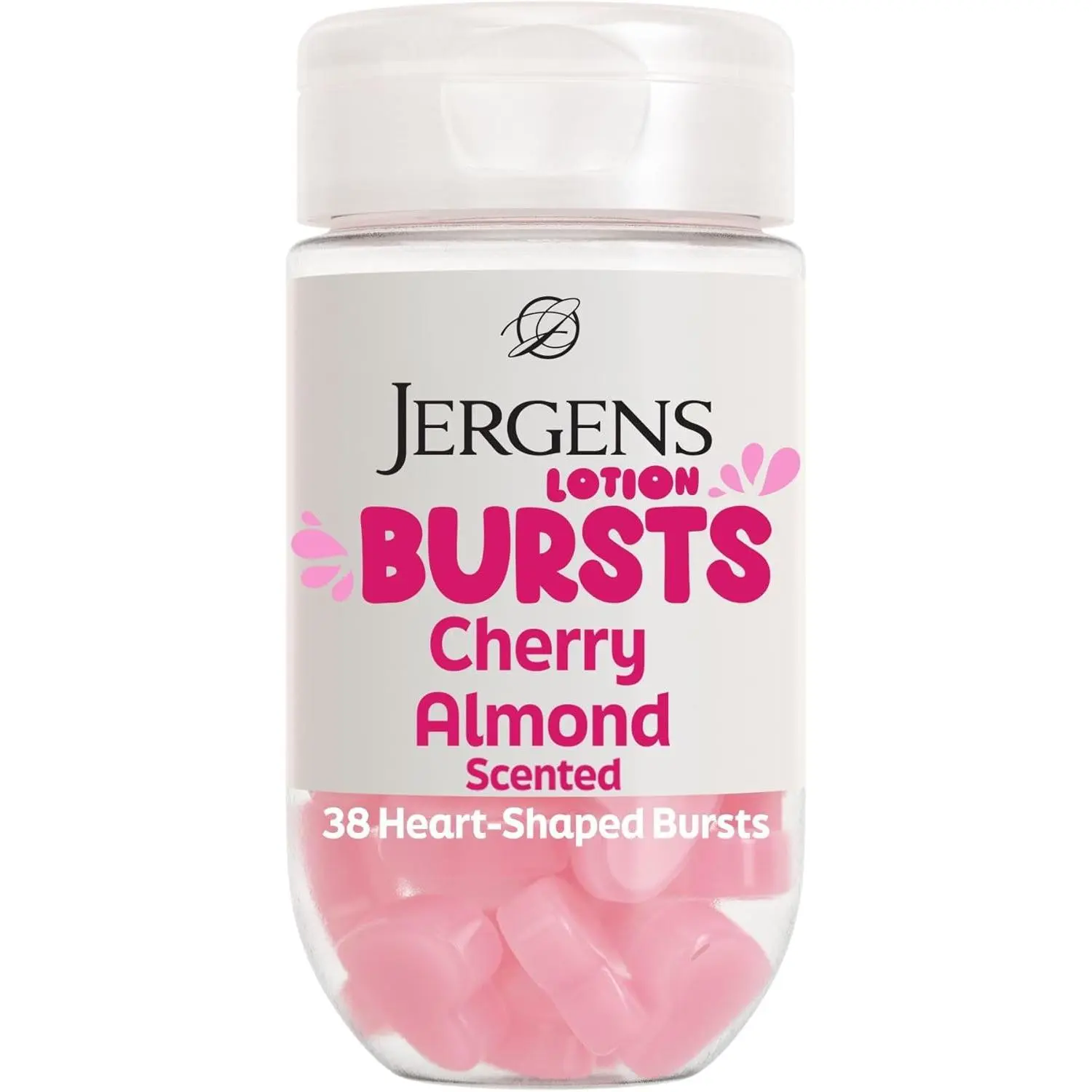 Jergens Cherry Almond Lotion Bursts, Squishy Heart-Shaped Moisturizer Bursts, Lotion Gifts for Teens, 38 Ct
