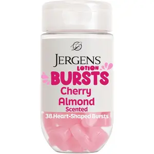 Jergens Cherry Almond Lotion Bursts, Squishy Heart-Shaped Moisturizer Bursts, Lotion Gifts for Teens, 38 Ct