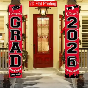 2D Flat Decorative Banner Set, Indian Cultural Decor, Floral Lights, Polyester Outdoor Banners Indoor Party Decoration, Graduation Ceremony, Graduation Party Decorations