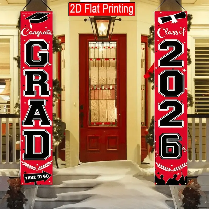 2D Flat Decorative Banner Set, Indian Cultural Decor, Floral Lights, Polyester Outdoor Banners Indoor Party Decoration, Graduation Ceremony, Graduation Party Decorations