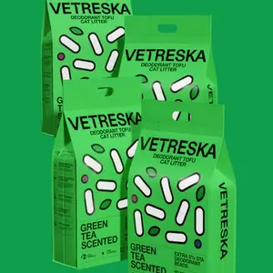 Vetreska Green Tea Scented Deodorant Tofu Cat Litter 4 Value Packs