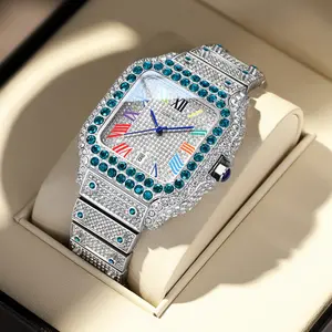 2026 Iced Out Moissanite Men's Quartz Watch 5 Stylish Colors Silver Rose Gold Black Green Gold Waterproof 42mm Dial Luxury Fashion Dress Watch for Anniversary Birthday Valentine's Day