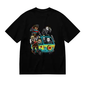 Men's Mikell Jason Halloween Horror Movie   - The Goonies & Ghostbusters Crossover Design, Casual Cotton T-Shirt with Short Sleeves, Round Neck, Regular Fit - Ideal for All Seasons, Movie  Shirt Edgy Casual Style Cotton Fabric graphic tee