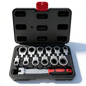 12-in-1 Interchangeable Ratchet Wrench Set, Quick Release Socket Wrench with 8-19mm Sockets, Universal Multi-Function Rapid Release Spanner Kit for Home Repair, Auto Maintenance & Mechanical Work