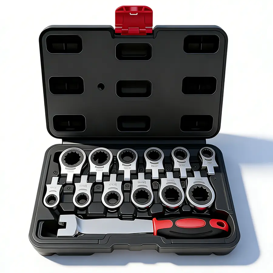 12-in-1 Interchangeable Ratchet Wrench Set, Quick Release Socket Wrench with 8-19mm Sockets, Universal Multi-Function Rapid Release Spanner Kit for Home Repair, Auto Maintenance & Mechanical Work
