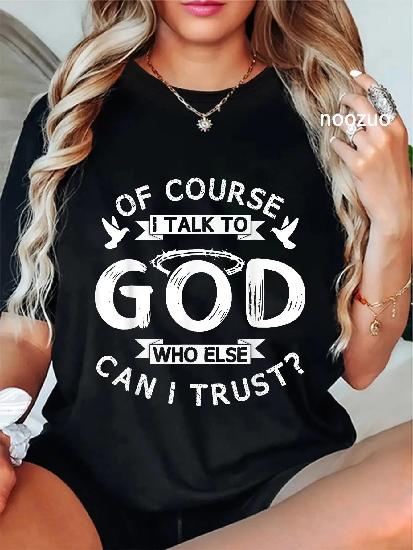 100% Cotton Of Course I Talk To God Who Else Can I Trust? T-Shirt Christ Christian Tops