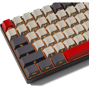 Shine Through Double Shot PBT Keycaps Set, Cherry Profile Custom Keycaps 60 65 75 100 Percent for 61/64/68/84/87/100/104/108 Retro Gaming Mechanical Keyboard,  Gray Red