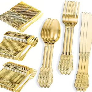300-Piece Plastic Silverware Set, Heavy-Duty Forks Spoons Knives, Heat-Resistant Reusable Cutlery, Premium Party Supplies, Dinnerware Service Set
