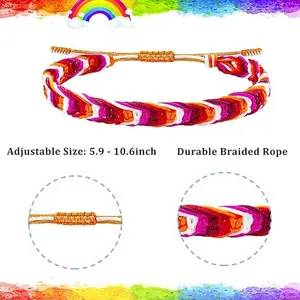 Nanafast LGBTQ Rainbow Pride Bracelets for Women Men Bisexual Lesbian Transgender Pansexual Nonbinary Asexual Gender Fluid Handmade Braided LGBT Pride Bracelets for Pride Month LGBTQ Community