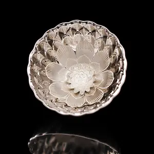 33Pure Silver Embossed Lotus Tea Cup with Lotus Base | Silver Collection,Chinese culture,High-temperature firing,Handcrafted ceramic cup,Wine Glass, Kung Fu Cup,Drinkware