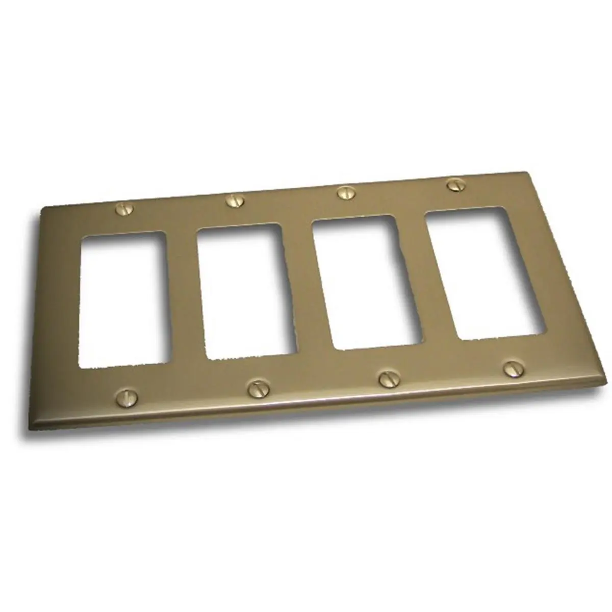 212 MAIN Quadruple Rocker Switch Plate - Decorative, Satin Nickel Finish, Stamped Steel Construction, Rustic Look, 4-1/2 l x 8-1/4 w in., Residential Use Electrical Home Improvement Accessory