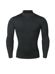 Mens 1/4 Zip Pullover Lightweight, Quick Drying Athletic Long Sleeve Running Shirt, Stretch Tights Workout Tops Outdoor Sports Jacket, Gym Sweatwear