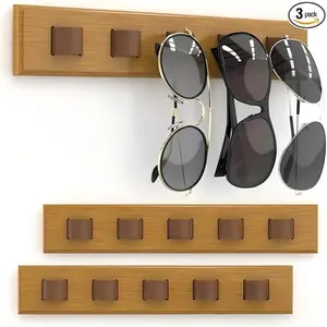 Wooden Wall-Mounted Sunglasses Organizer, Wall-Hanging Display Storage Rack for Eyeglasses and Sunglasses