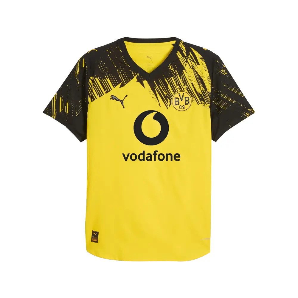PUMA Mens Borussia Dortmund Authentic Home Crew Neck Short Sleeve Jersey Casual - Yellow