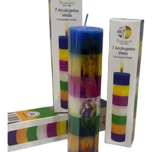 Vela 7 arcángeles, vela espiritual multicolor para protección,orientación y alineacion energética.