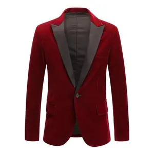 Wedding Groom Singer Suit In Velvet Burgundy Fashionable Casual Blazer Menswear Man business casual outfits suits suits