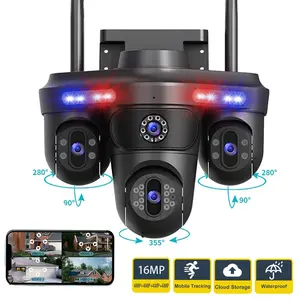 400w HD Four Lens Camera, Full Color Night Vision, Waterproof Dustproof Outdoor Surveillance, Ai Tracking Alarm, 4K CCTV Camera, Wifi Camera, Outdoor Security Camera