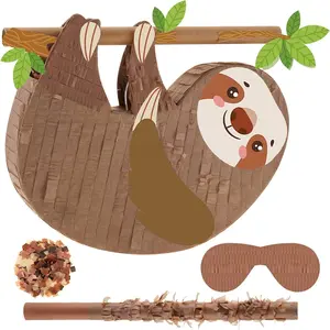 Sloth Piñatas for Birthday Party Animal Piñata with Stick, Blindfold, Confetti for Adults Birthday Baby Shower Party Supplies