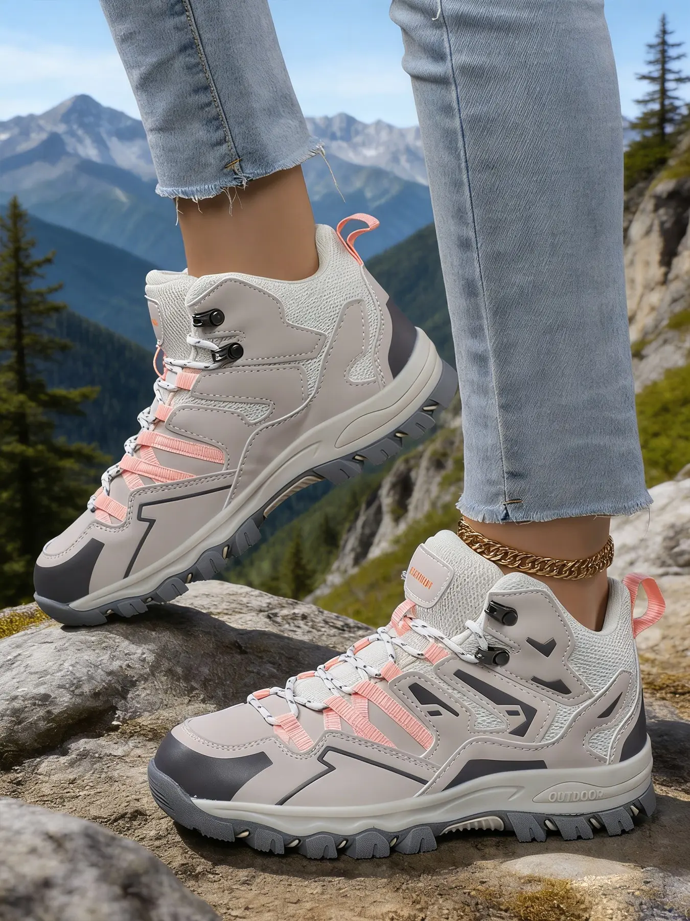 Women's Lightweight Outdoor Hiking Shoes, Comfortable Non-Slip Breathable Professional Walking Boots, Mesh Sporty Climbing Shoes, Trekking Shoes, Hike Shoes, Lightweight Hiking Footwear