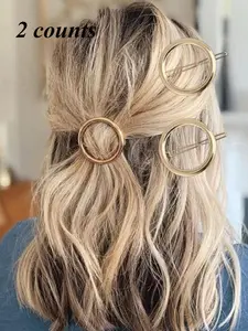Elegant Round Zinc Alloy Snap Hair Clip, Durable & Stylish Hair Accessory for Everyday Wear, Seamless Clip for Women, Hairpins