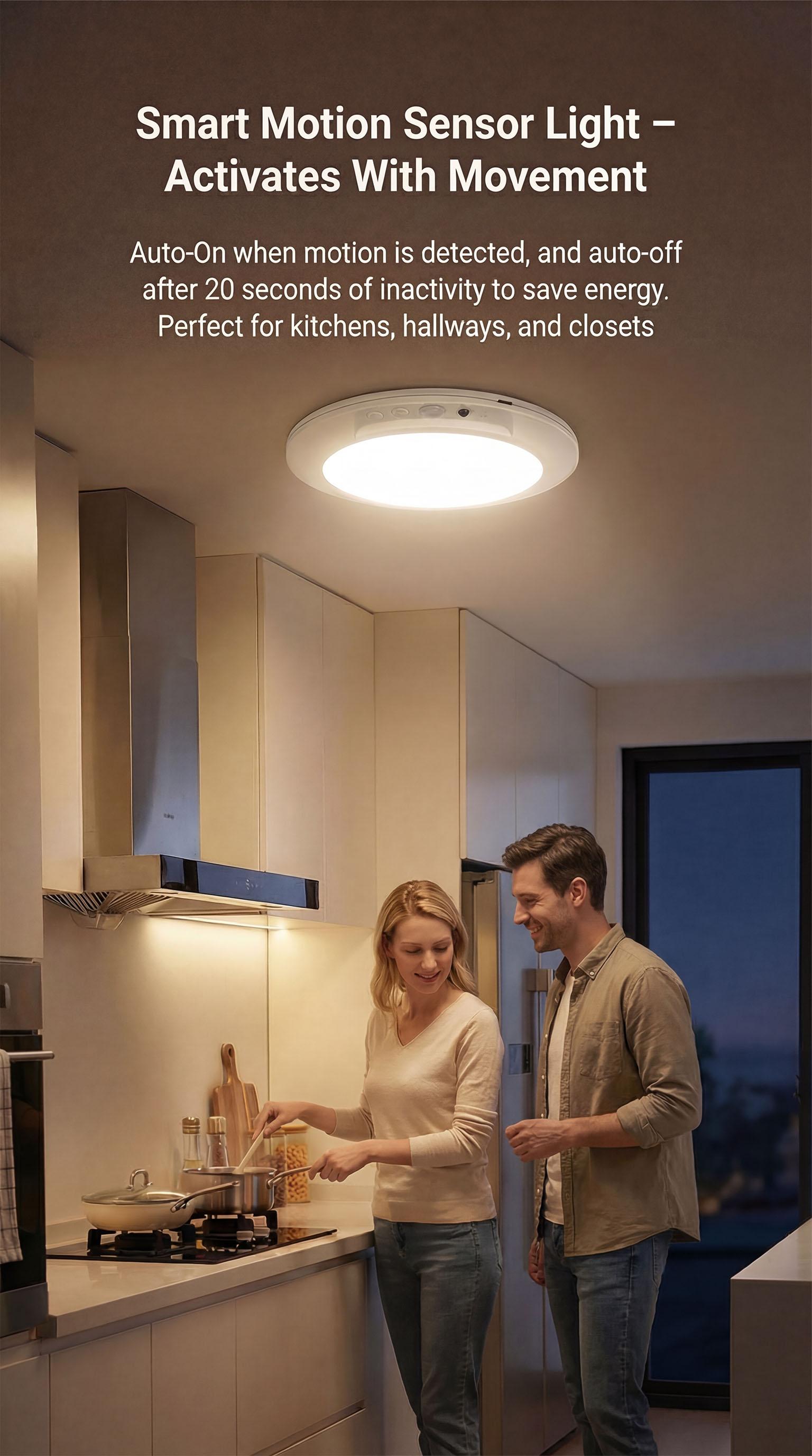 Rechargeable Motion Sensor Ceiling Light with Remote - Magnetic Wireless Ceiling Light Battery Powered for Closet Shower Stairs Shed Hallway Porch Patio ect,Suitable for various scenarios, easy to install