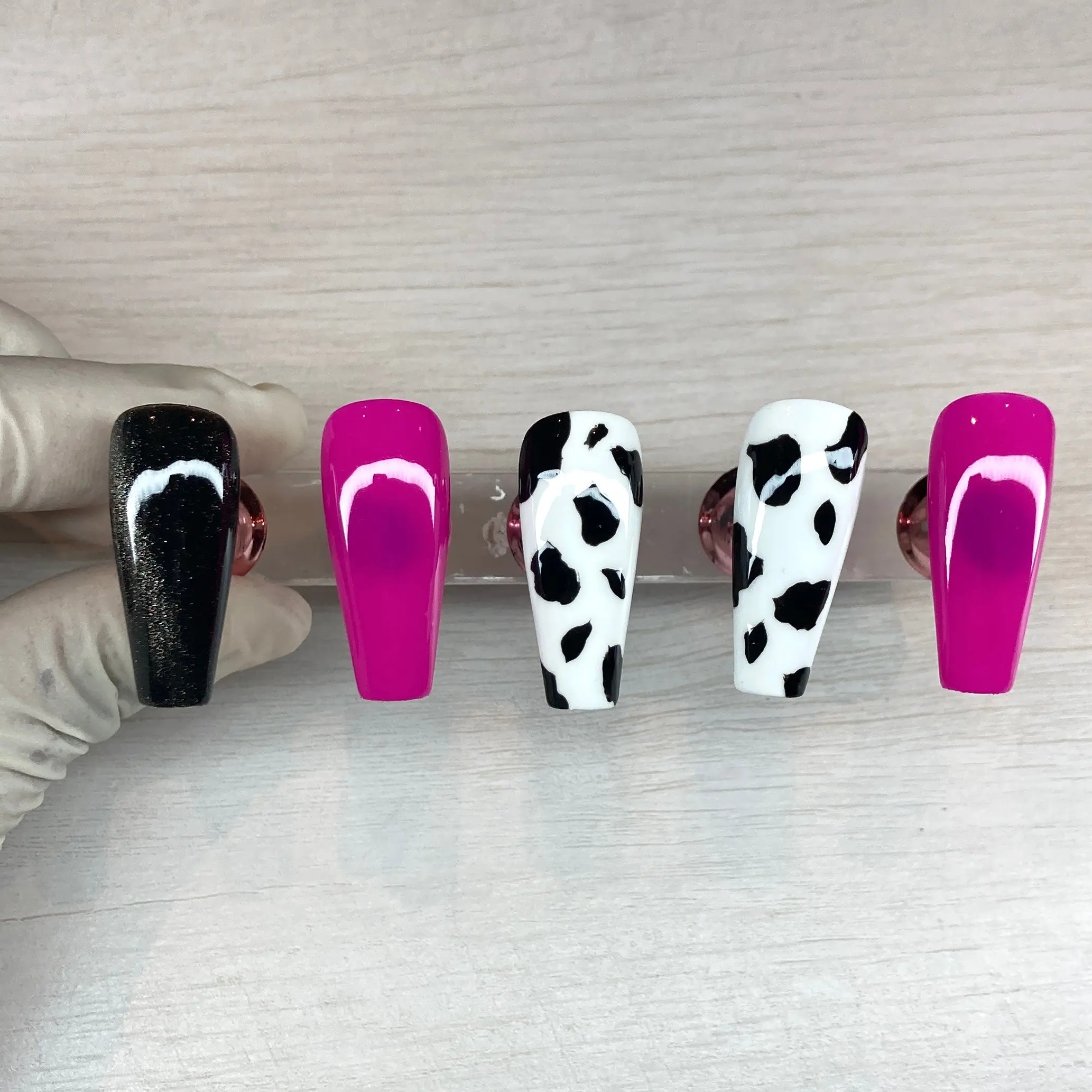 Cow Print Design Acrylic Press Ons - High Quality
