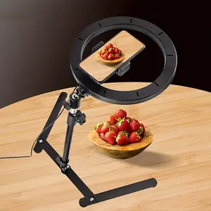 Liu Fei Digital1pc 10 Inch Selfie Ring Fill Light, Dimmable LED Ring Light With Phone Holder, Adjustable Desk Overhead Tripod Stand For YouT