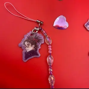 Choso Phone Charm with Beads Jujutsu Kaisen Anime Accessory - Purple Beads, Character Design, Cord Attachment - Cellphone, Smartphone